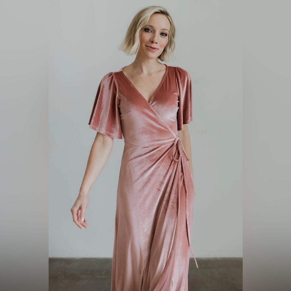 Baltic Born Mauve Meghan Velvet Wrap Maxi Dress XS